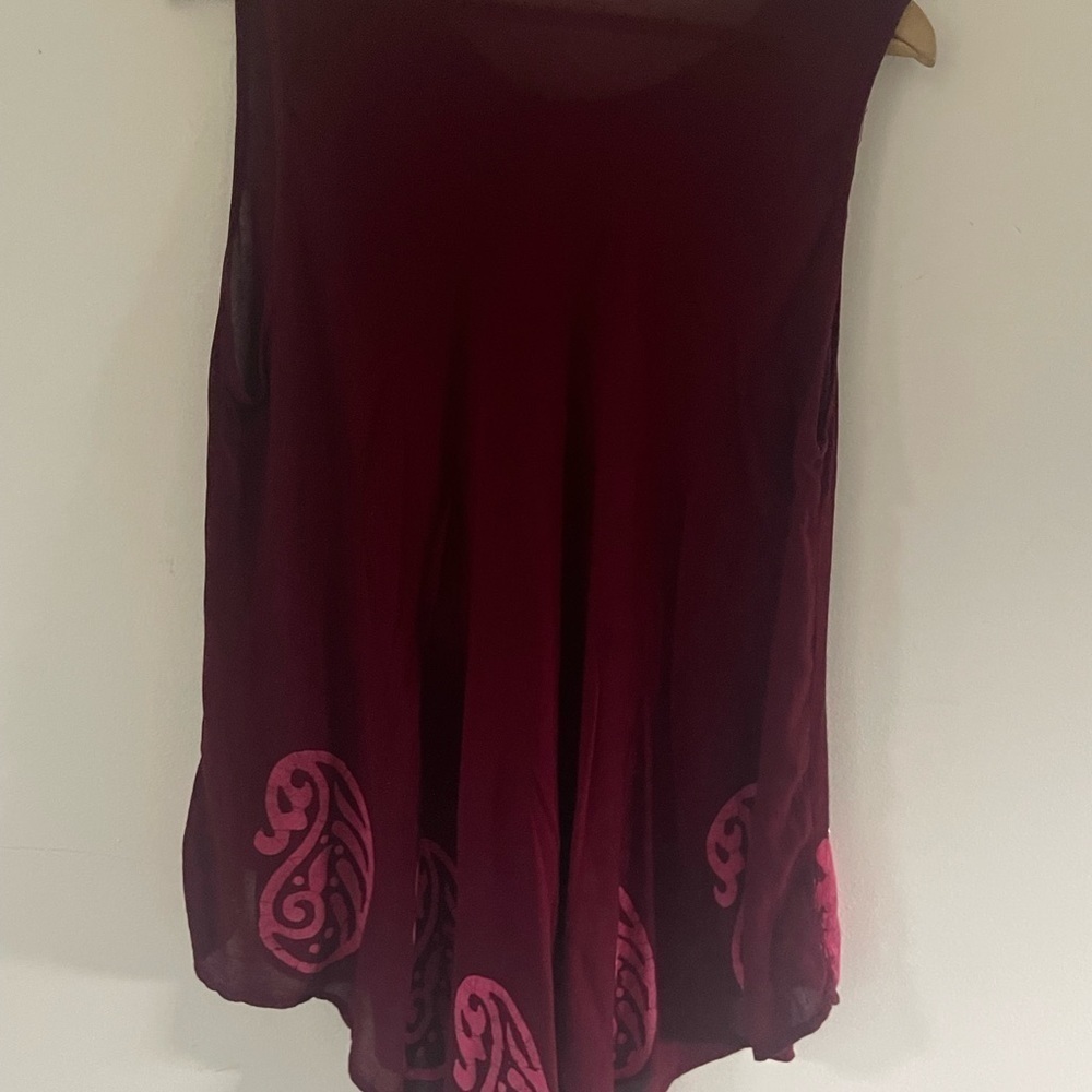 Embroidered Burgundy Rose Paisley Unbranded Beach Resort Cover-Up Top One-Size - Picture 6 of 8